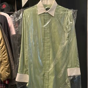 Robert Talbott Light Green Shirt with White Collar